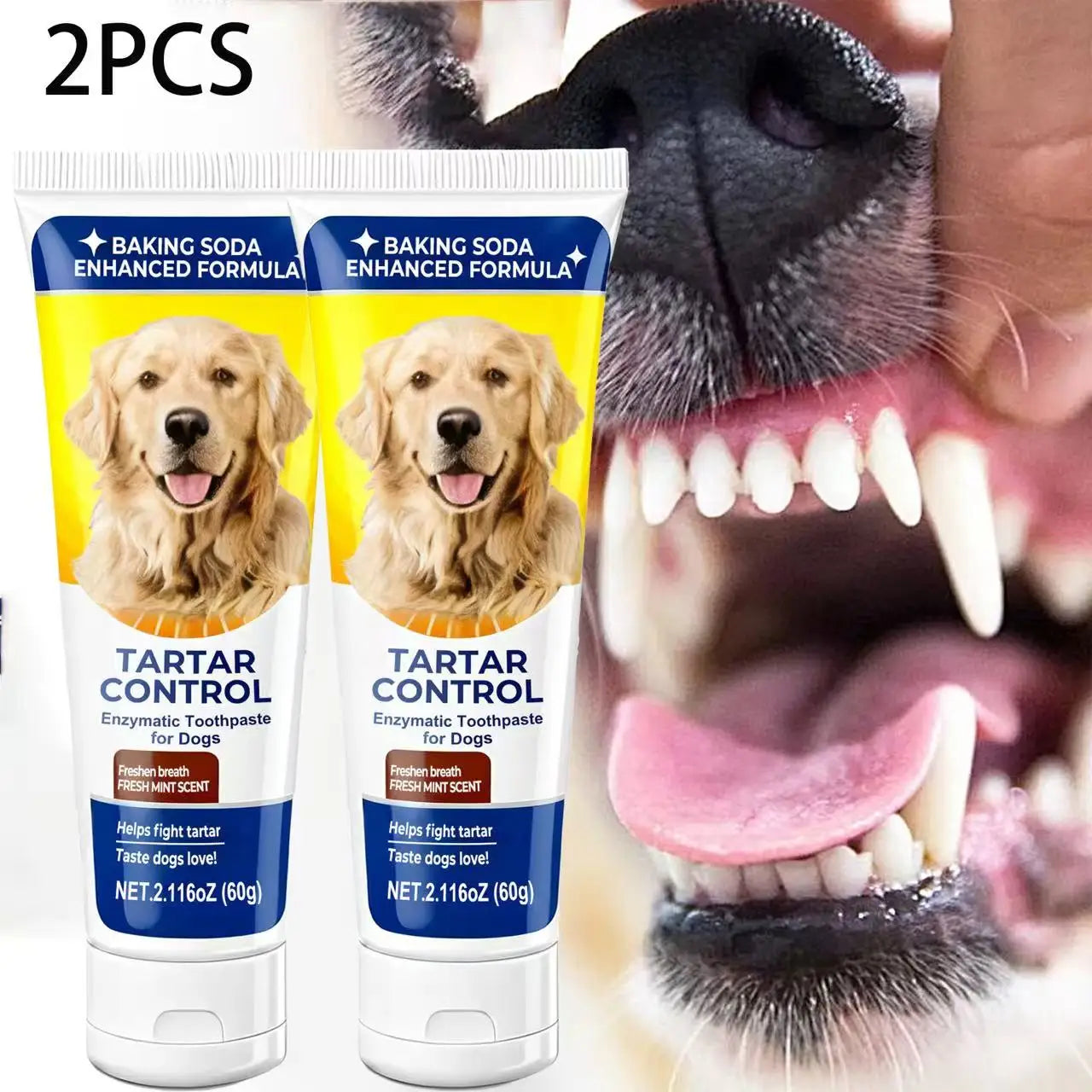 2-Pack Dog Enzyme Toothpaste with Baking Soda – 60g Each Dog Dental Toothpaste Oasis Select