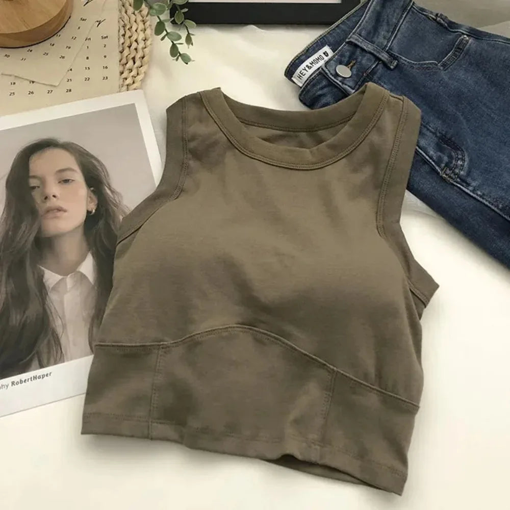Sexy Breathable Bra Vest U-shaped Top with Pad Bra Crop Top Bra Black White Sleeveless Top Summer Oasis Select Green One Size