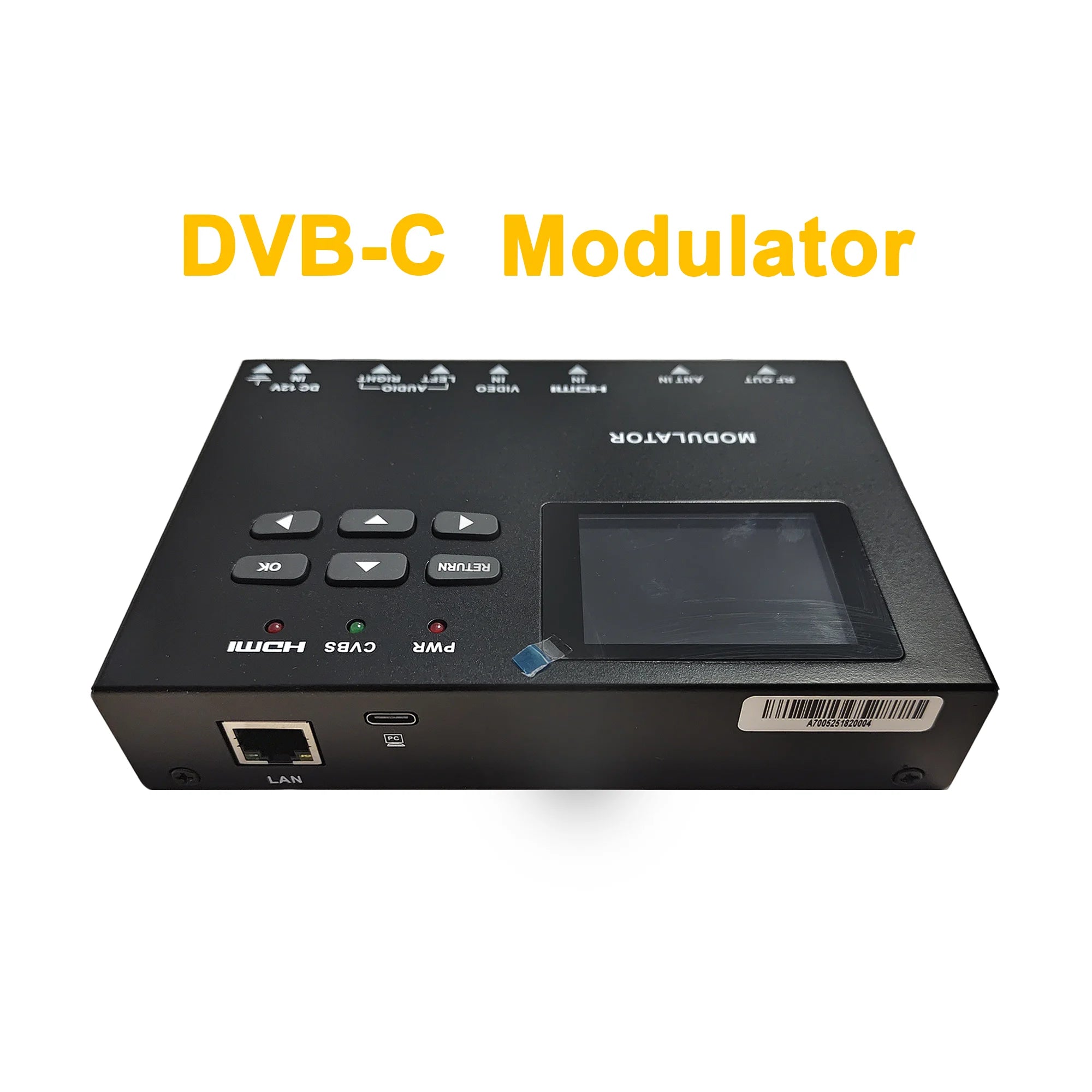 DVB-T modulator, MPEG-4 AVC/H.264 encoding and modulation capabilities, audio and video signal conversion to DVB-T RF output Oasis Select DVB-C