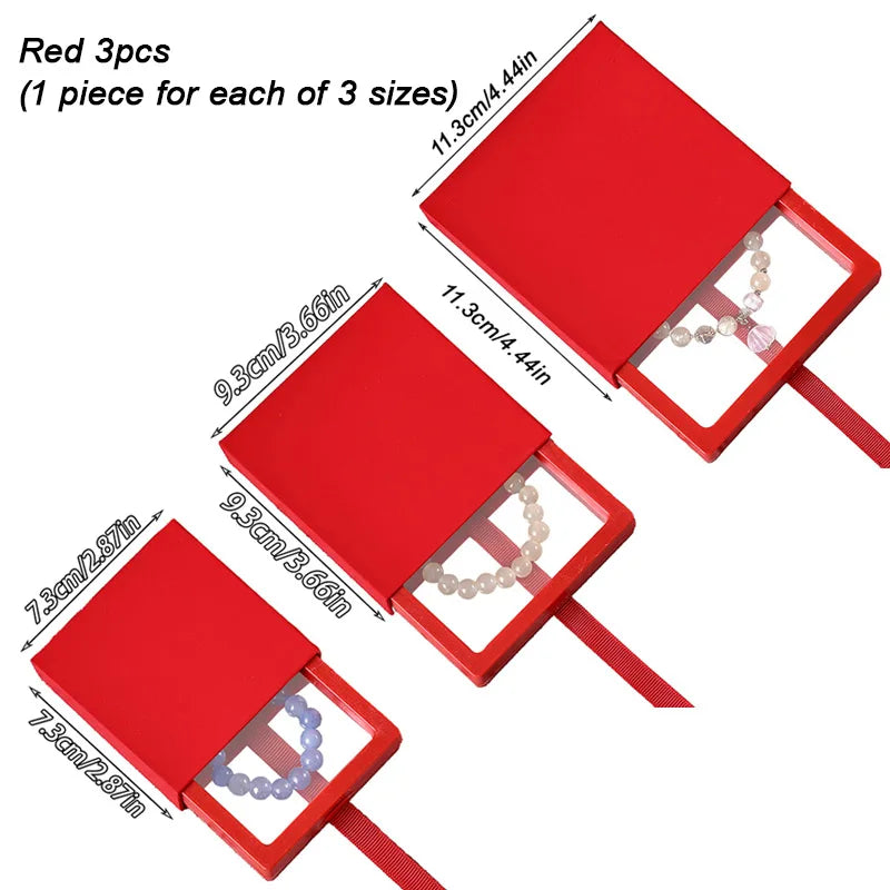 3-Piece Set, 3 Sizes Transparent Floating Display Box, Plastic Film Jewelry Storage Box, Jewelry Packaging Box/Gift Box Oasis Select Red 3pcs