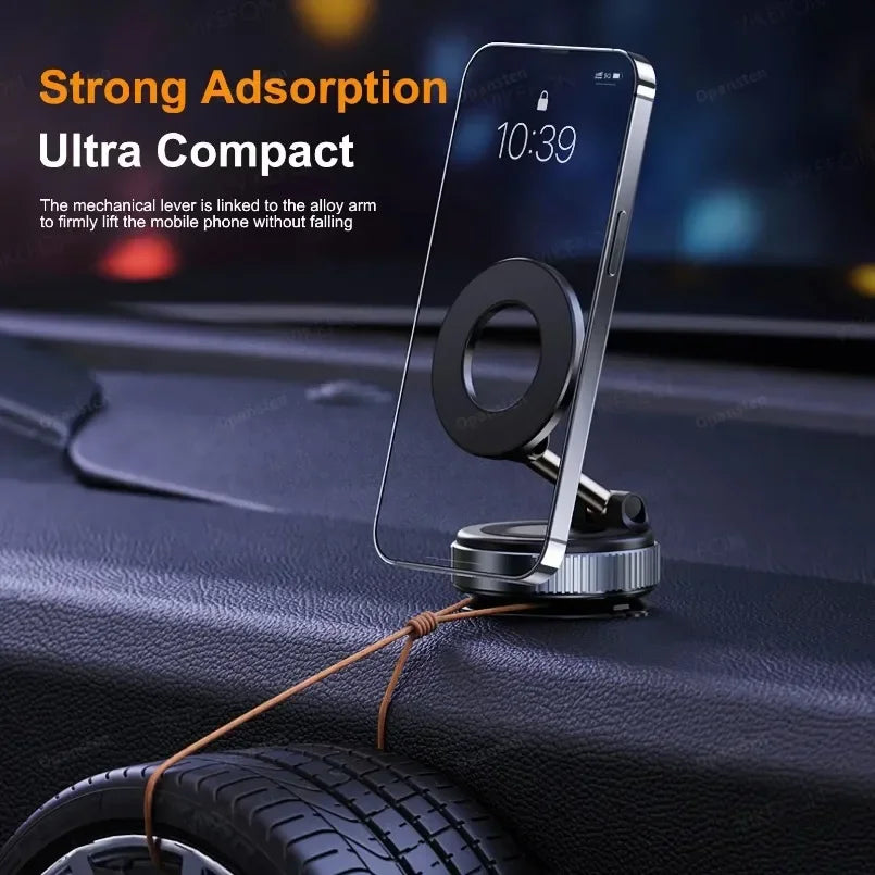 Magnetic Car Phone Holder 360° Rotation Folding With Vacuum Suction Cup For iPhone 12-16 Series Car/Gym/Driving Phone Holder Oasis Select