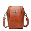 Single Shoulder Crossbody Bag Female Fashion Temperament Leather Women's Bag Vertical Mobile Phone Bag Crossbody Mini Small Bag Oasis Select Brown