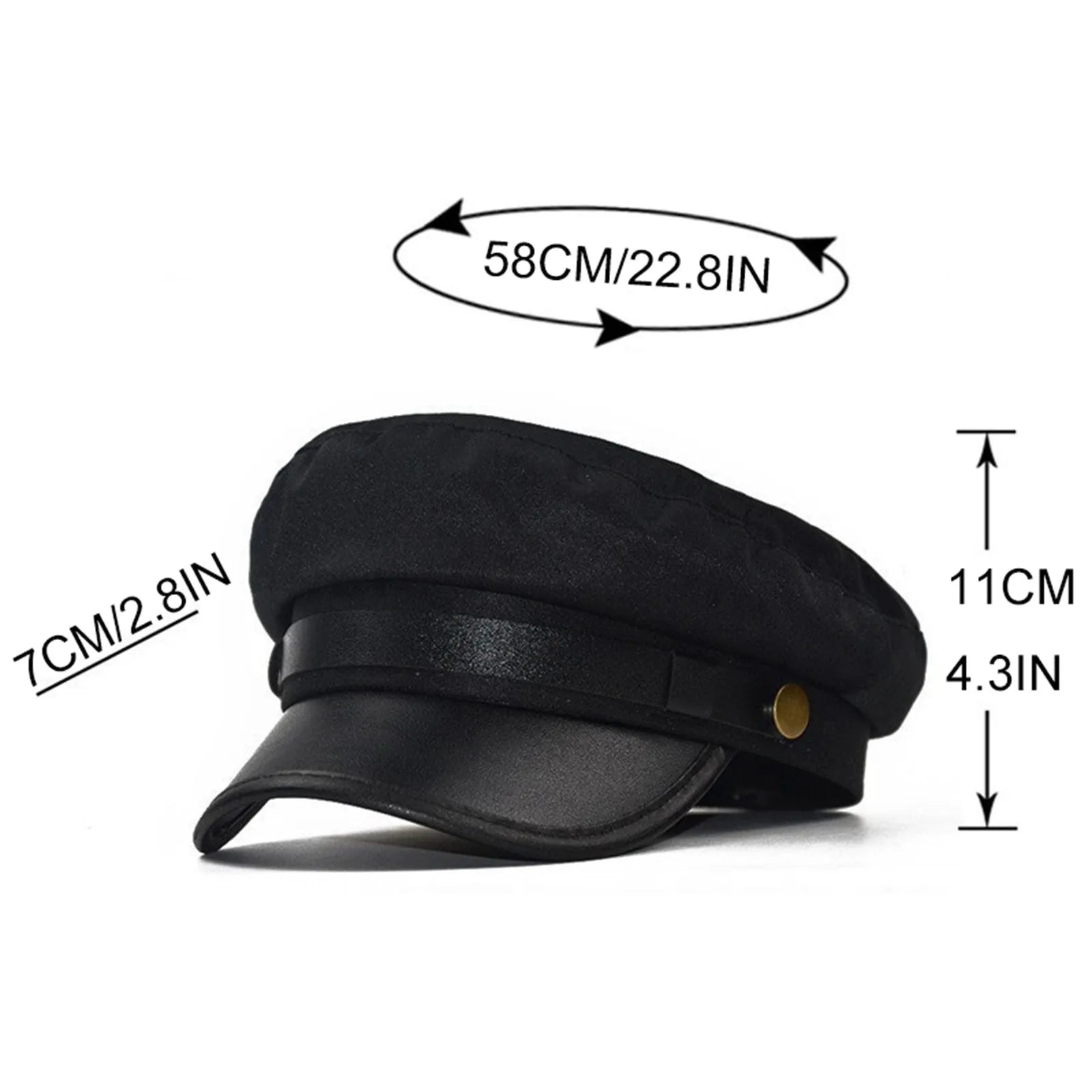 Unisex Cycling Caps PU Leather Hat Autumn Sailor Hat for Women Men Men Black Female Travel Student Hat Captain Hat Flat Top Oasis Select