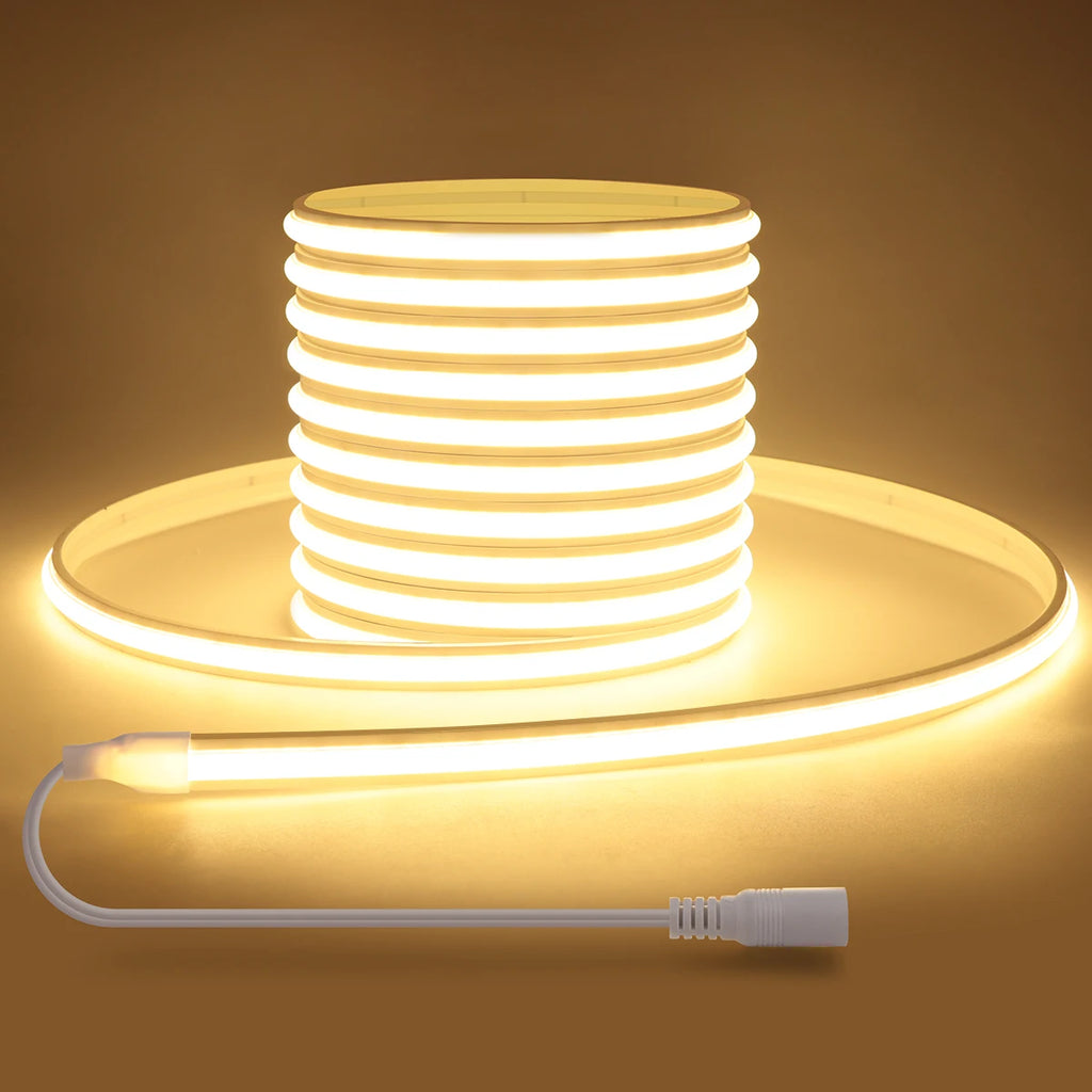 Silicone COB Neon Strip Light 24V 1M-10M Ambient Light Cuttable DIY Super Brightness No Dark Zone,Transparent Nano Adhesive Tape Oasis Select