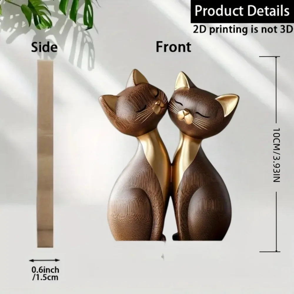 2D Flat Cat Wooden Kitten Dog Couple Sculpture Rabbit Enthusiast Gift Light and Dark Wood Grain Desktop Home Decoration New Oasis Select H