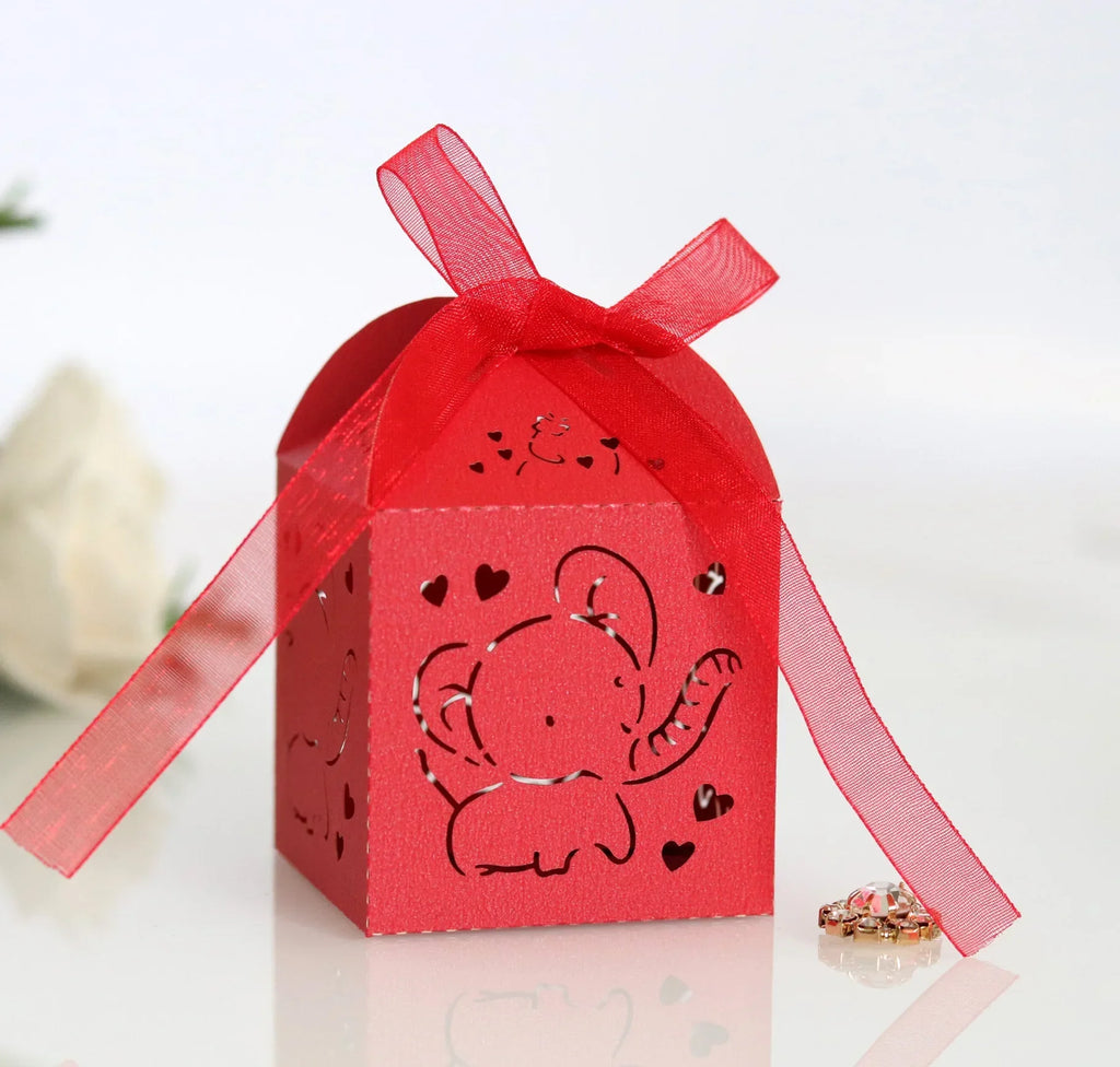 10pcs Elephant Shaped Candy Box for Baby Shower Cute Gift Boxes for Children Birthday Party Favors Box Candy Packaging Supplies Oasis Select Red Other
