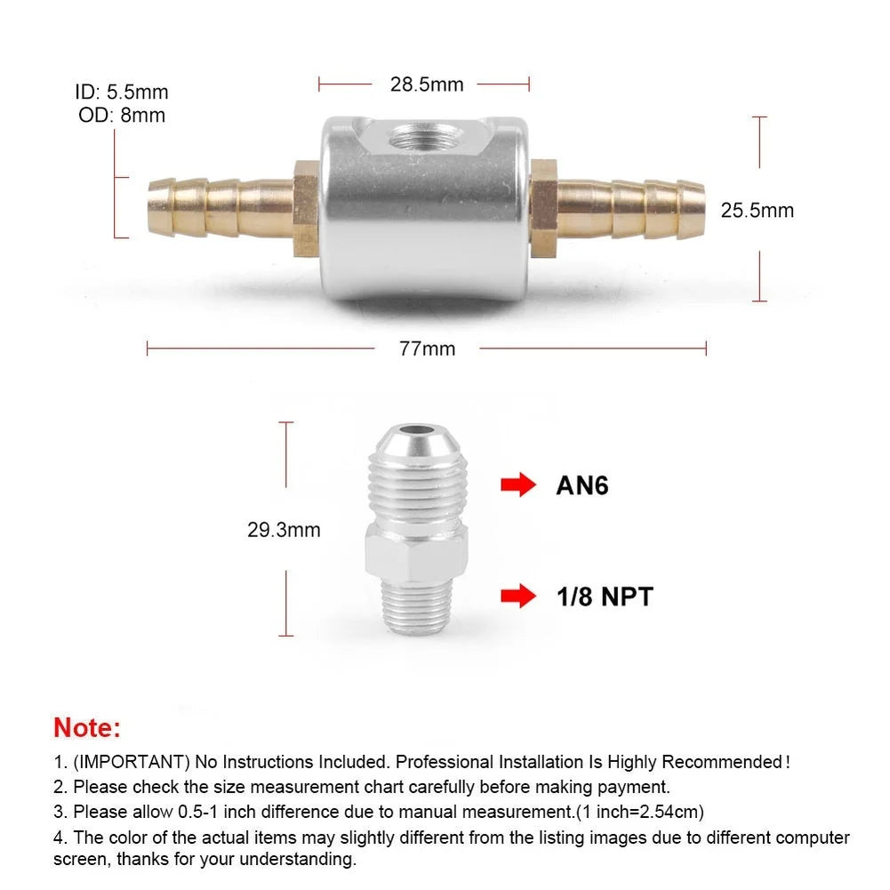 0–160 PSI Liquid-Filled Fuel Pressure Gauge | 1/8 NPT AN6 Fuel Pressure Gauge Oasis Select