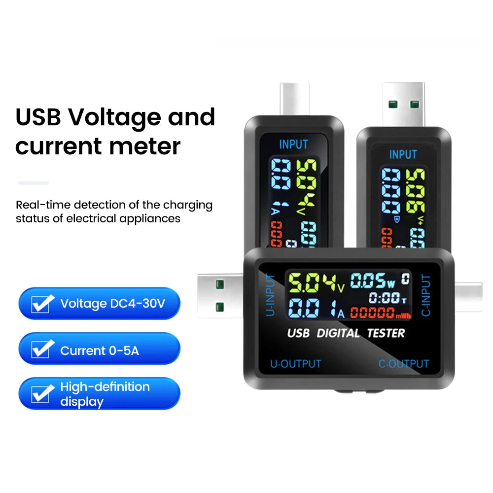DC4.5V~36V USB Power Meter Current Voltage Ohmmeter Real Time Monitoring Charger Charging Cable Electronics Power Tester Oasis Select