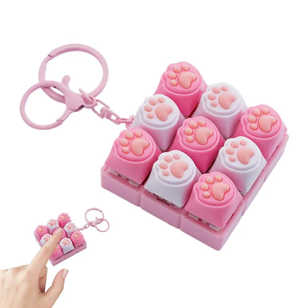 Silent Keyboard Fidget Toy,Fidget Keyboard For Stress Relief Cat's Paw Keyboard Fidget Clicker,ANTI-Anxiety Keyboard Keychains Oasis Select E