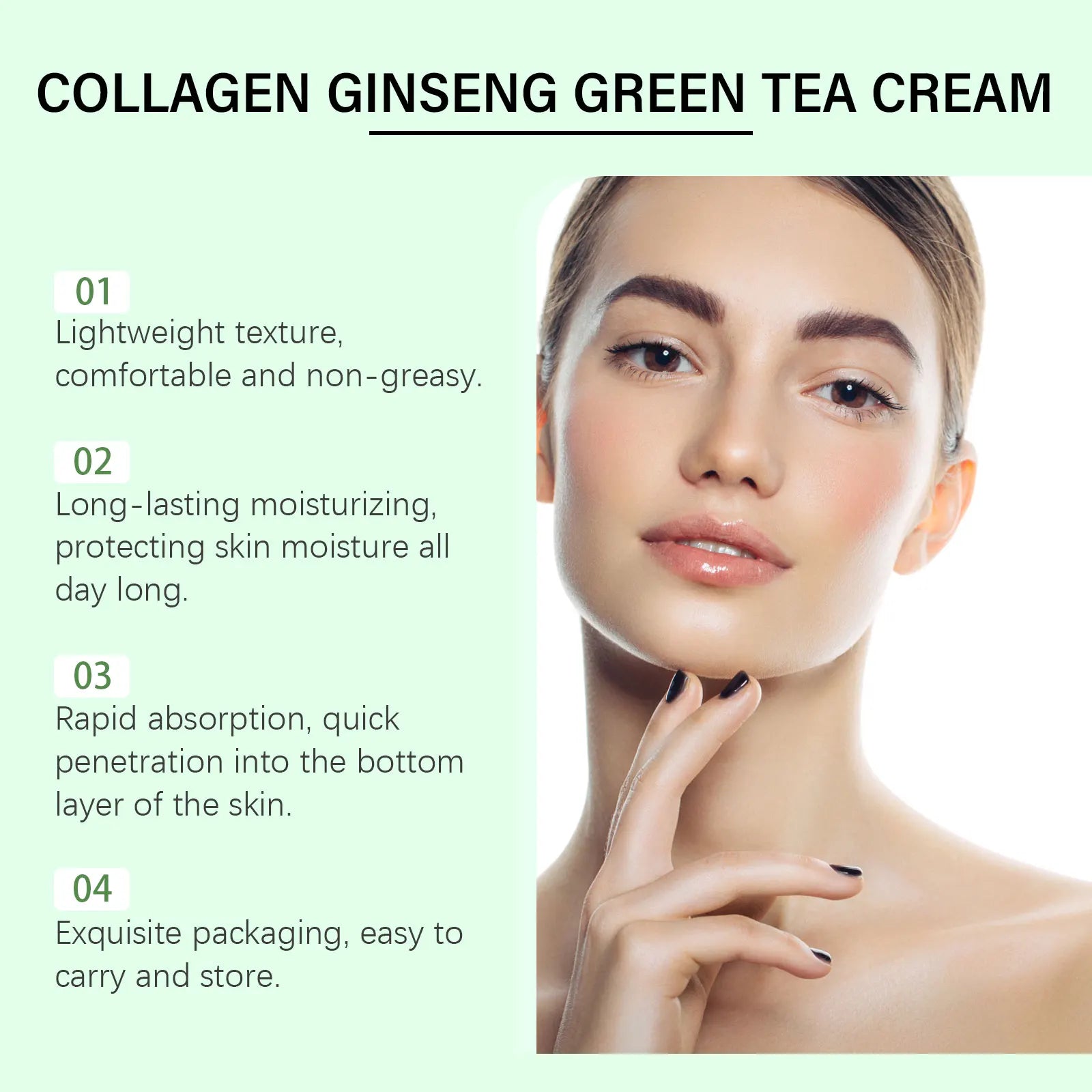 Collagen Ginseng Green Tea Cream Anti-Aging Face Cream Firming Brightening Deep Moisturizing Revitalizing Nourishing Skin Care Oasis Select