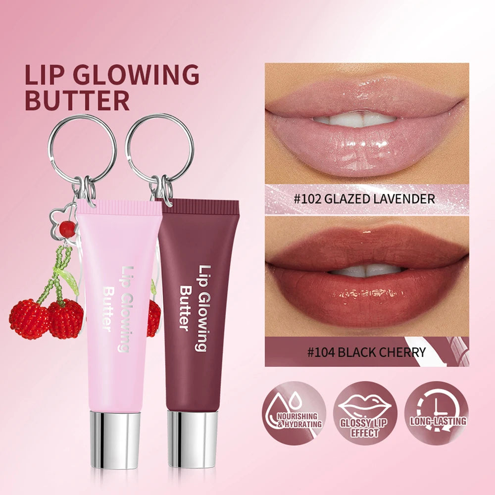 Lip Gloss With Keychain Long Lasting Moisturizing Nourish Hydrating Lip Care Cosmetics Plumping Lip Glowing Butter Woman Makeup Oasis Select