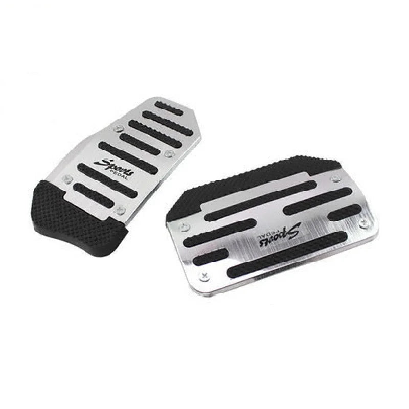 Universal Car Pedal Cover Aluminum Automatic Transmission Brake Fuel Gas Foot Pad Set Kit Pedals Red Blue Silver Non-Slip Tools Oasis Select automatic Silver Set