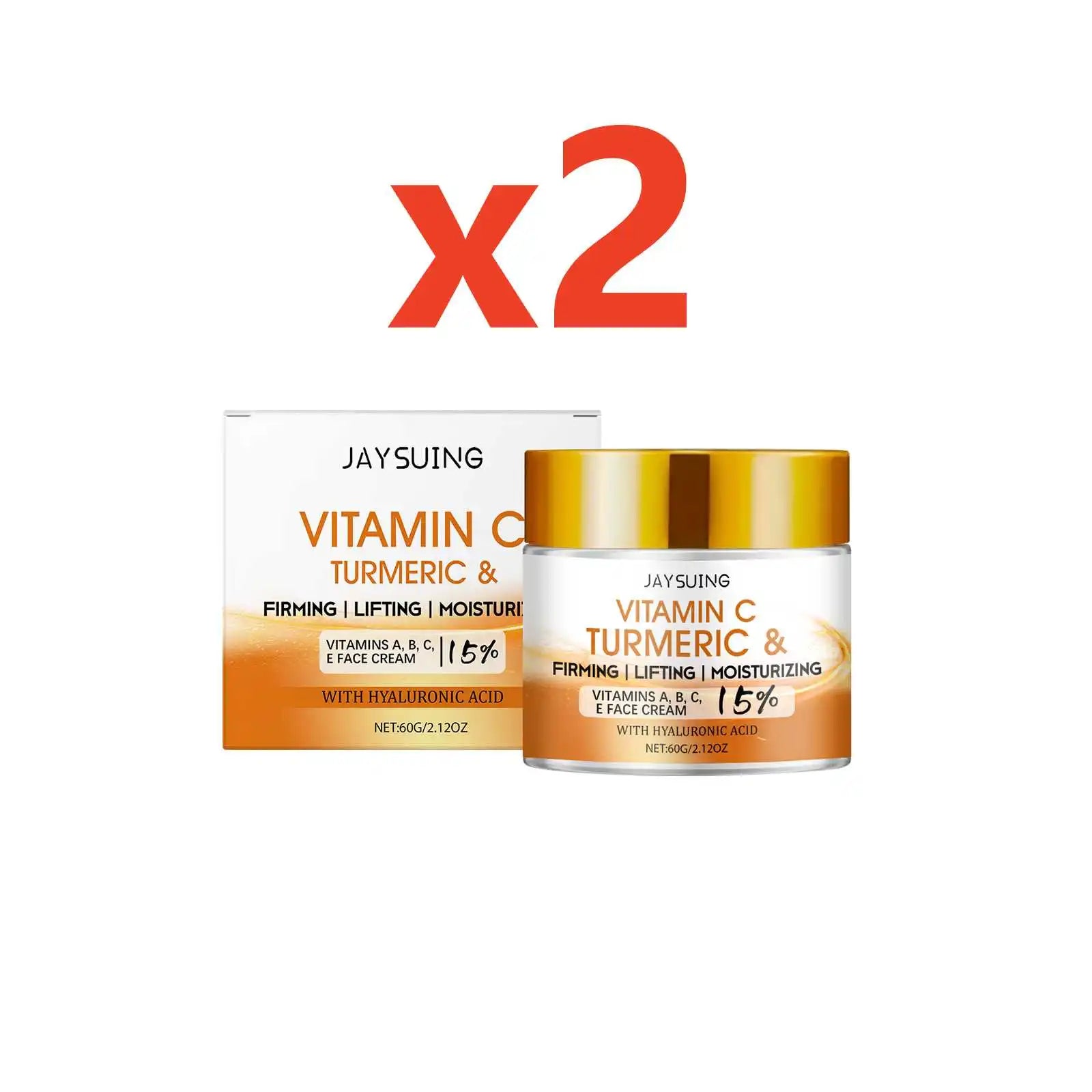 Turmeric Face Cream 15% Vitamin C Anti-Aging Firming Tightening Repair Skin Fights Acne Brightening Hyaluronic Acid Moisturizer Oasis Select 120g Boxed