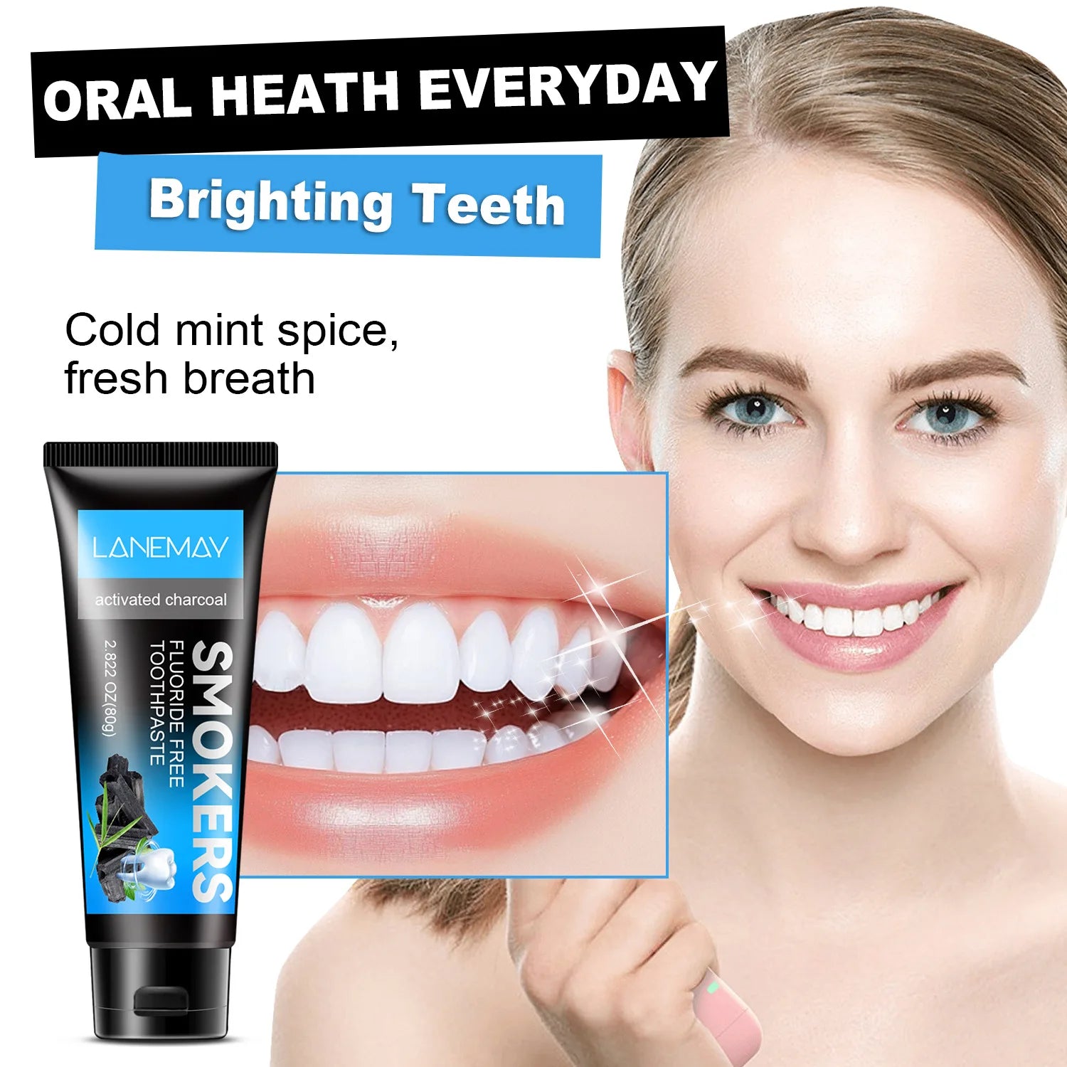 Activated Charcoal Toothpaste – Fresh Mint & Brightening 80g