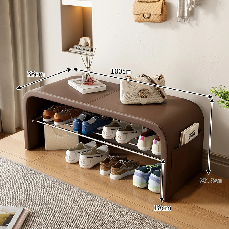 Light luxury shoe changing stool for home use, shoe wearing stool, shoe cabinet, integrated bed end stool Oasis Select Dark Coffee 100