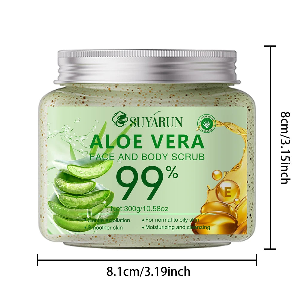 SUYARUN Aloe Vera Body Scrub Exfoliator - Natural Deep Cleansing, Hydrating for Sensitive Skin, Spa Quality Soft Smooth Skin. Oasis Select