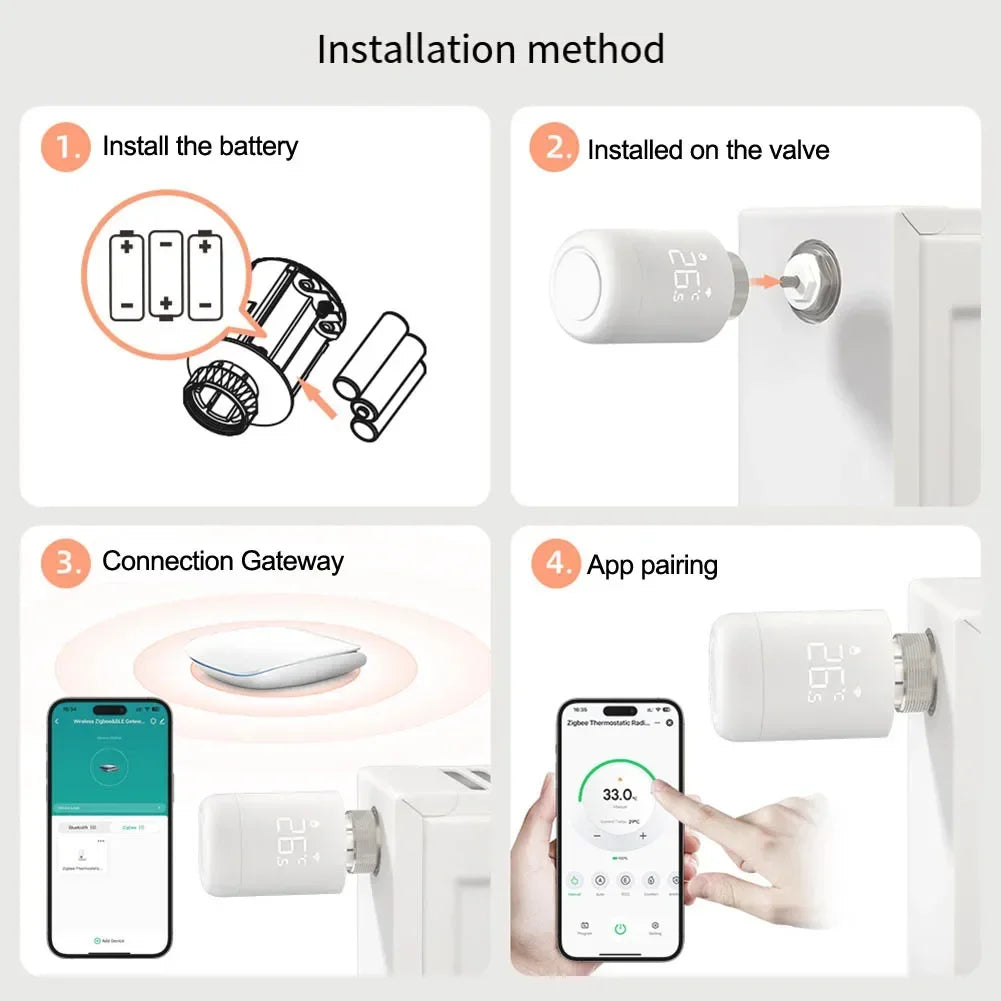For ZigBee Smart Radiator Thermostat with 7 Day Programmable Schedule and Frost Protection for Energy Efficiency