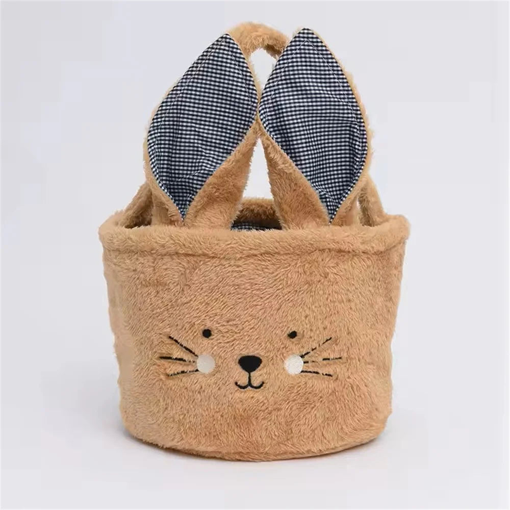 Easter Basket Cute Plush Candy Bag with Handle Soft Pasty Storage Bucket Easter Egg Decorations and Gift Basket Oasis Select Brown Other