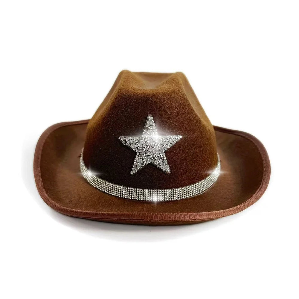 Pentagram Cowboy Hat Star Sequin Birthday Party Hats Cowgirl Hats Women Performance Hat For Adults Party Hats Cosplay Oasis Select Coffee