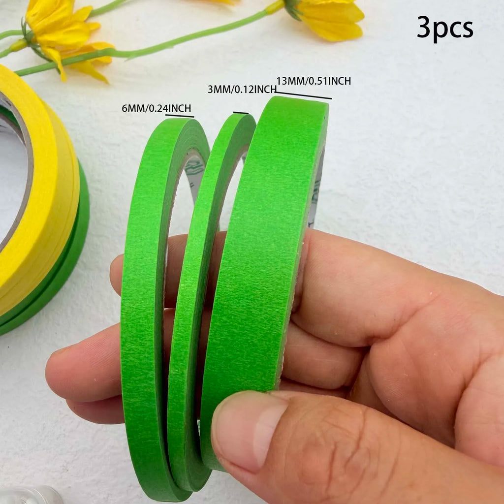 3/6 Rolls 3size Colorful Paper Masking Painters Tapes Painting Labeling Arts Crafts,Removal for Crafts, Labeling,DIY Decorative Oasis Select 3pcs green
