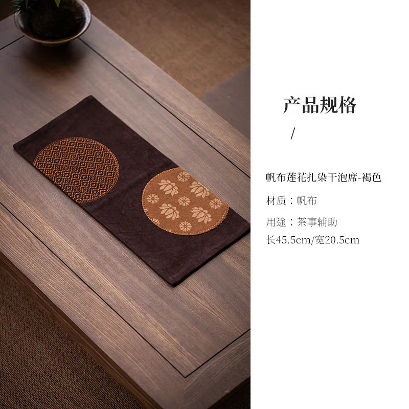 Chinese Tea Ceremony Tie-dye Canvas Dry Foam Mat Tea Tablecloth Mat Tea Room Heat Insulation Mat Table Practical Tea Oasis Select Dry Bubble Mat-brown