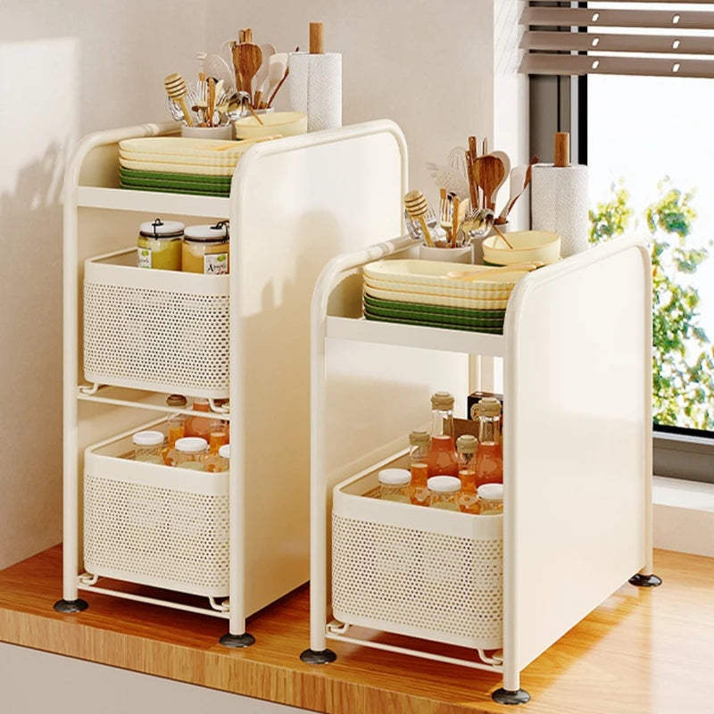 Kitchen seasoning rack Narrow slot seasoning tank Storage rack Side magnetic hanger Pull-out countertop storage cabinet Oasis Select