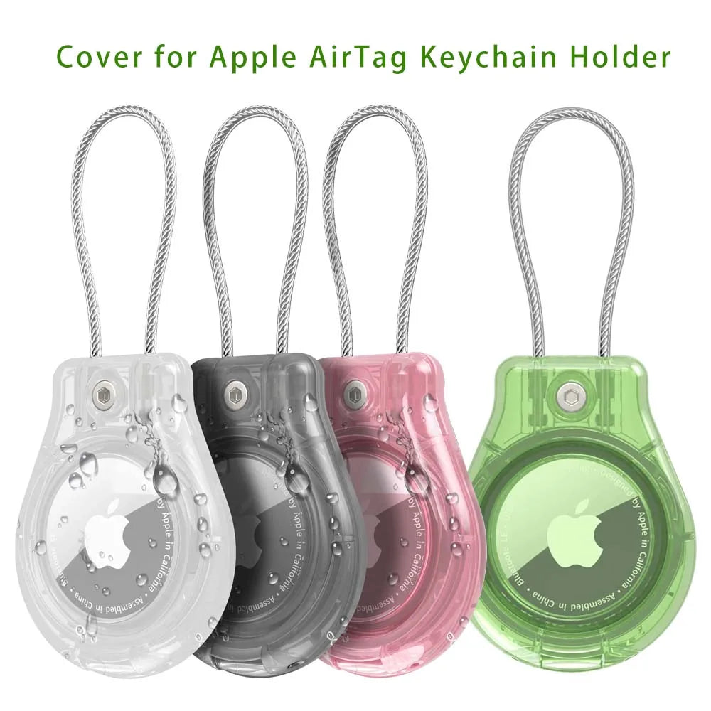 Waterproof Apple AirTag Case with Steel Cable Keychain Holder AirTag Protective Case Oasis Select 4 pcs