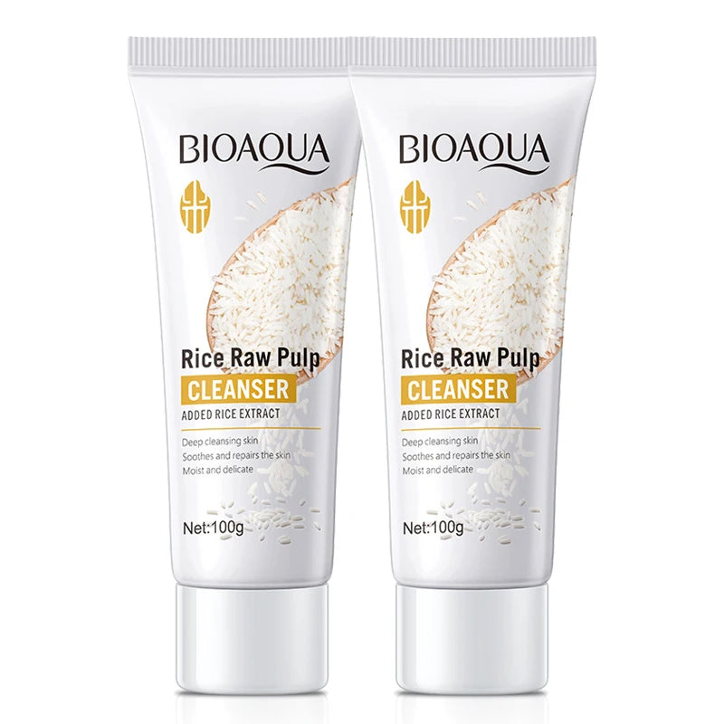 BIOAQUA Rice Raw Pulp Facial Cleanser – Foam Face Wash 100g Facial Cleanser Oasis Select 2pcs