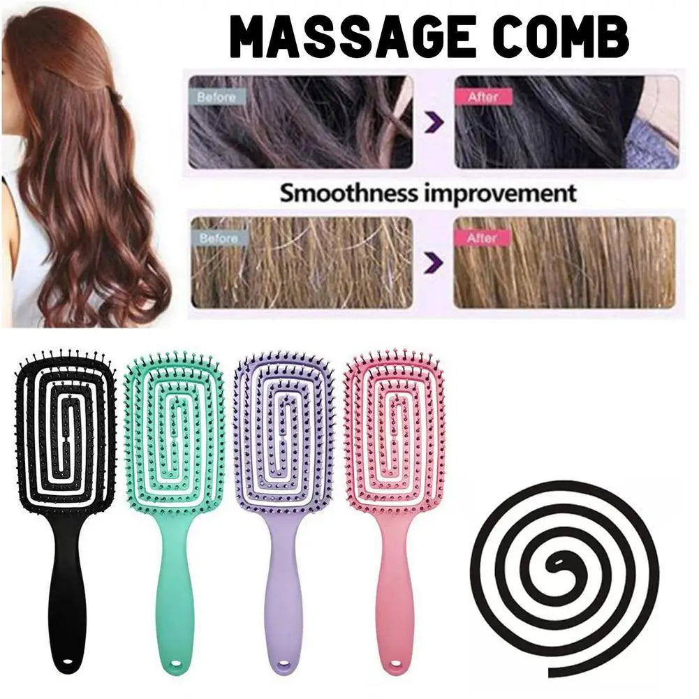 Hollow Curved Detangling Brush – Volumizing Scalp Massage Comb Detangling Hair Brush Oasis Select