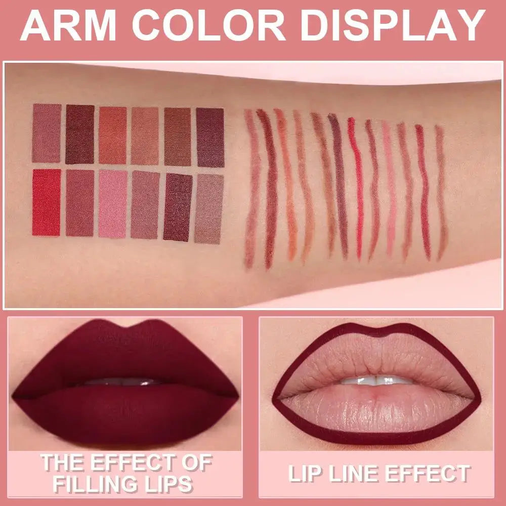 DUNUF 6-Piece Matte Lip Liner Set – Waterproof, Long-Lasting Matte Lip Liner Set Oasis Select