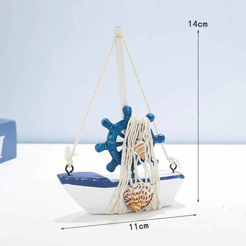 Mediterranean-style Sailboat Ornaments, Home Decoration Items, Fashionable and Creative Wooden Boat Models, and Craft Gifts Oasis Select Helmsman