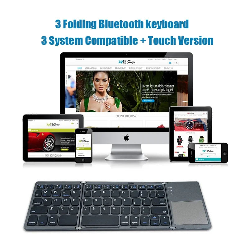 Wireless Folding Keyboard Bluetooth Keyboard With Touchpad For Windows, Android, IOS,Phone,Multi-Function Button Mini Keyboard Oasis Select
