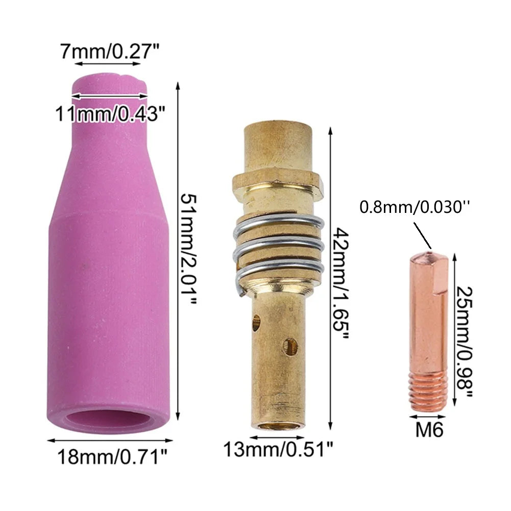 7-Piece 15AK MIG Welding Torch Kit – 0.8mm Tips & Ceramic Nozzle Welding Torch Kit Oasis Select