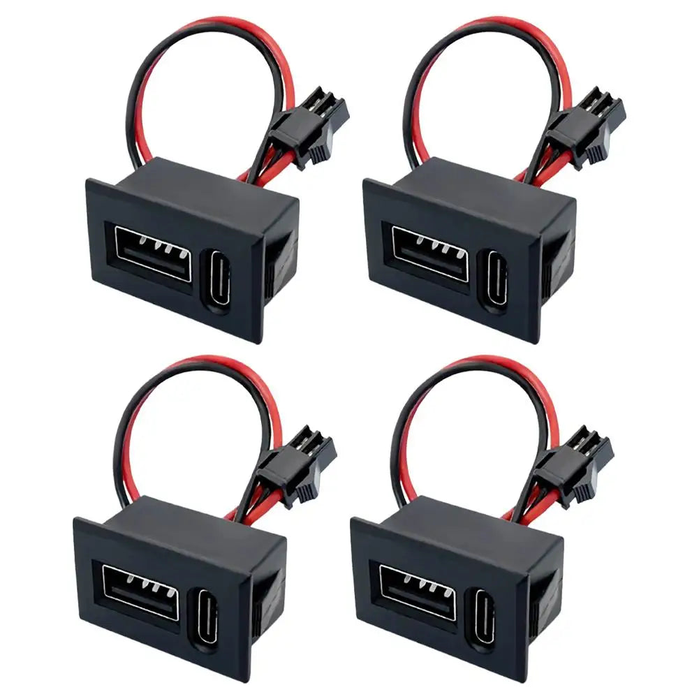 Dual USB-A & USB-C Panel Socket Module with Cable – 11cm
