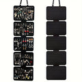 1pc Foldable Felt Jewelry Organizer,Wall Hanging 5-Tier Earring Pendant Display,Storage Bag For Necklaces,Bracelets Oasis Select black