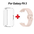 2-in-1 Clear TPU Case & Silicone Strap for Galaxy Fit 3 Smartwatch Case & Strap Oasis Select Pink
