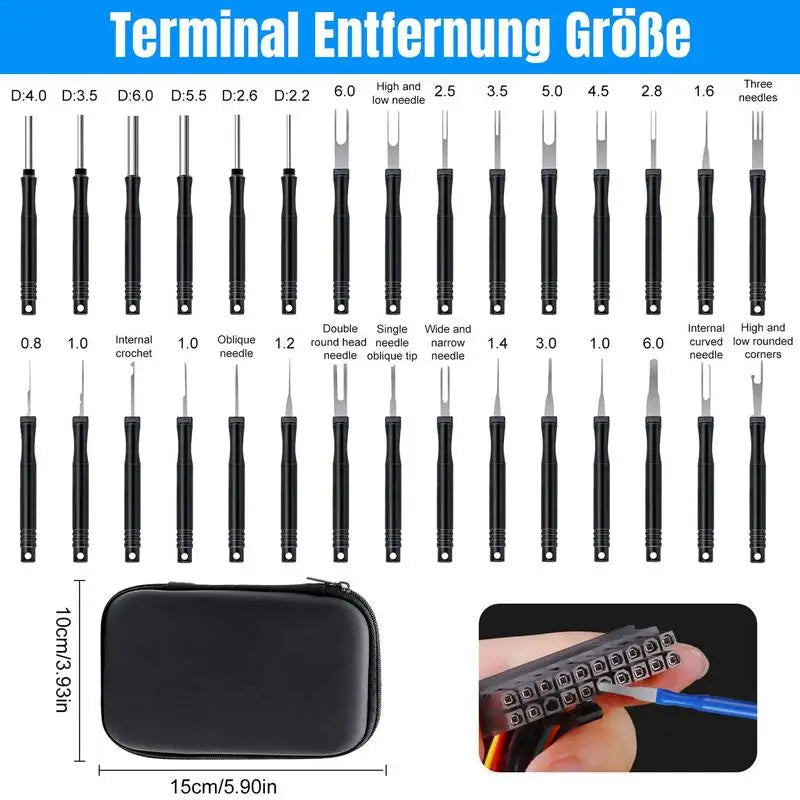 Car Terminal Removal Tool Kit 30pcs Pin Removal Tool Terminal Ejector Kit Wire Terminal Release Portable Auto Disassembly Tools Oasis Select