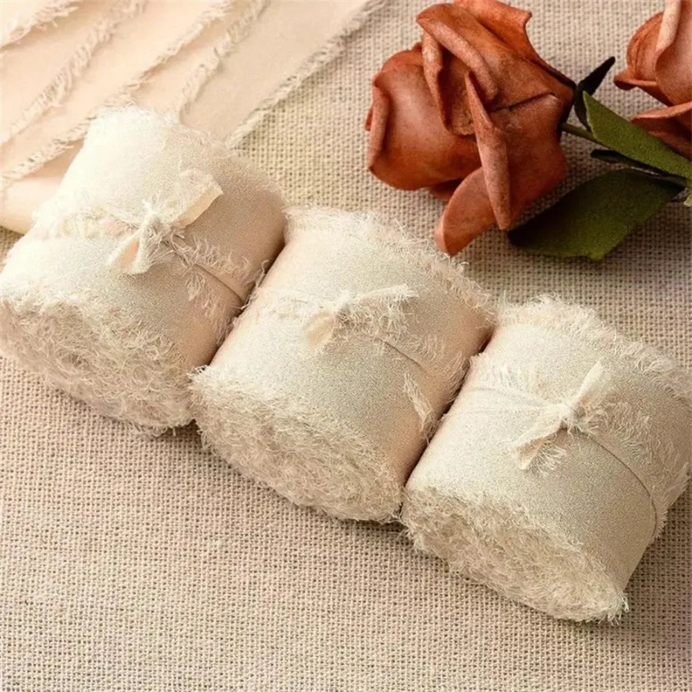 3-Roll Fringe Chiffon Ribbon 5m | DIY Wedding & Craft Décor