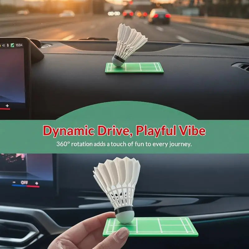 Creative Fun Rotating Badminton Car Ornament Shaking Shuttlecock Dashboard Decor For Car Decoration And Badminton Enthusiasts Oasis Select