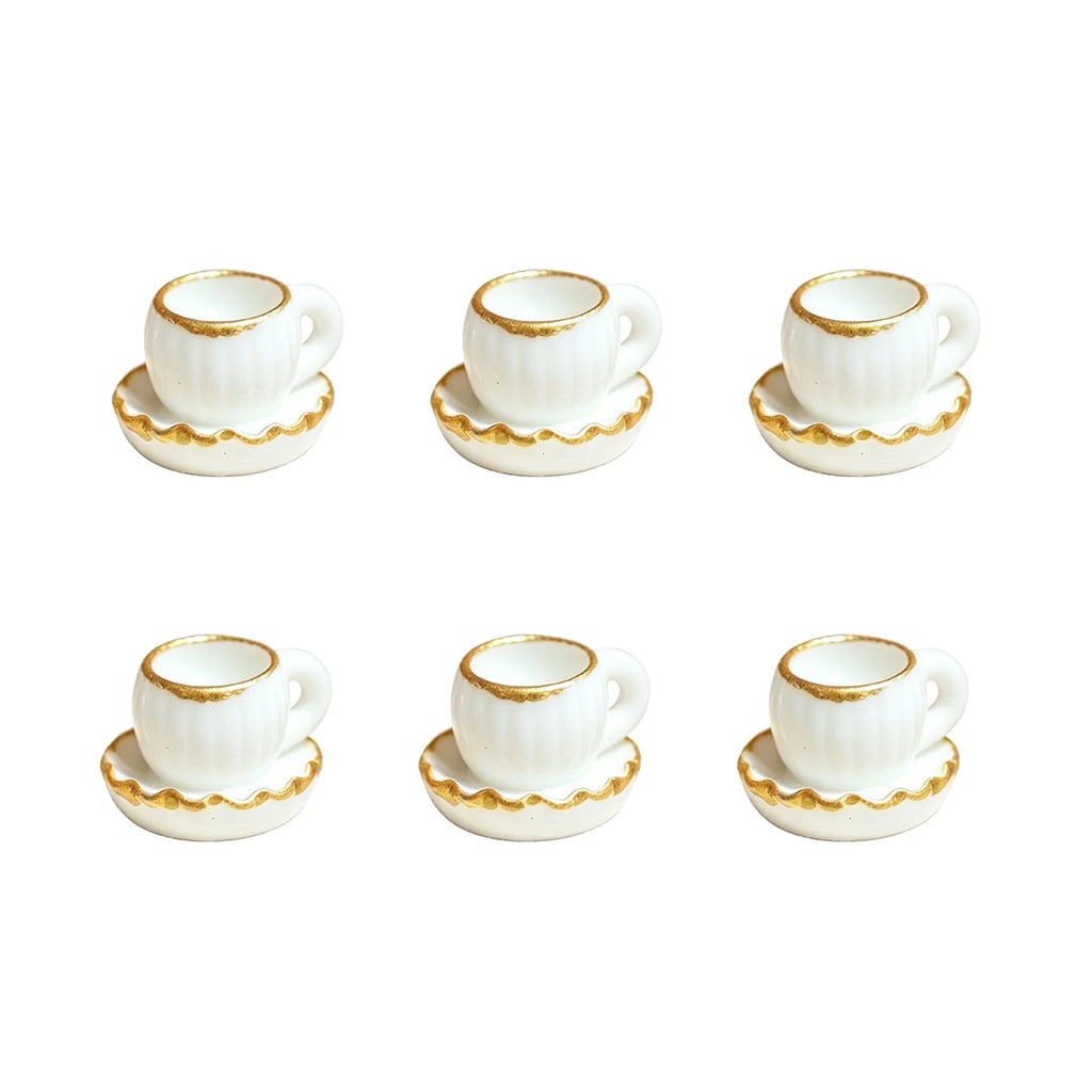 1:12 Scale Resin Miniature Coffee Cup Dollhouse Decor Realistic Mini Food Simulation DIY Craft Kawaii Terrarium Gift Collectible Oasis Select 6pcs