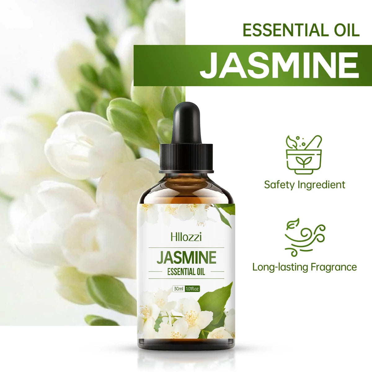 Hllozzi Jasmine Essential Oil 30ml 60ml 100ml | Aromatherapy