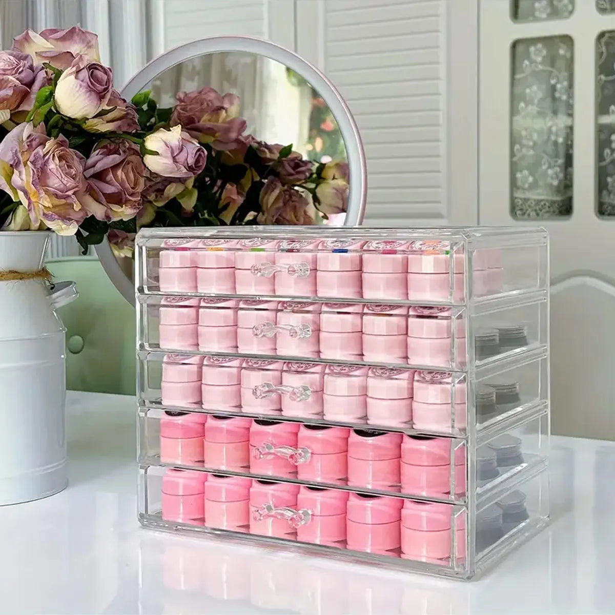 1pc,Nail polish storage box, nail polish display box, transparent multi-layer storage rack, cosmetics, lipstick, jewelry storage Oasis Select