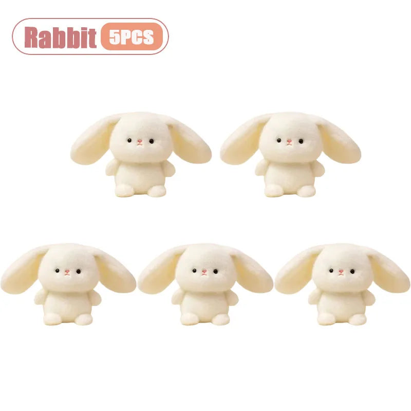 1-5PCS Desk Companion Plush Doll Cute Stuffed Animal for Table Decor Study Buddy Birthday Gift Room Ornament Kawaii Oasis Select Rabbit-5PCS