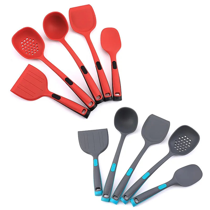 5-Piece Silicone Cooking Utensil Set – Spoon, Spatula & Strainer Silicone Utensil Set Oasis Select