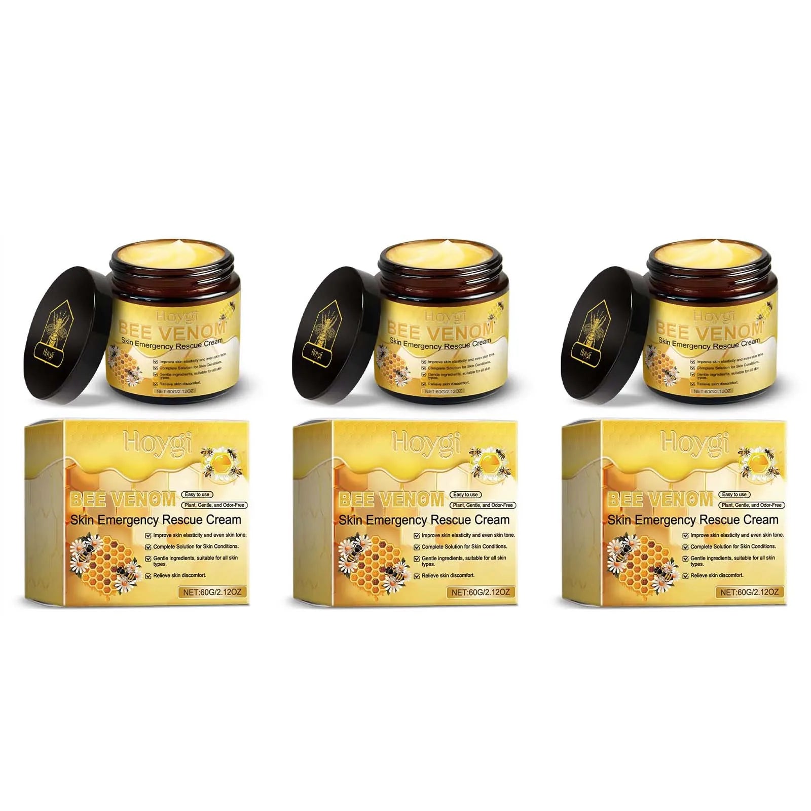 Hoygi Bee Venom Face Cream – Firming, Lifting & Skin Repair Bee Venom Face Cream Oasis Select 3 x 60g boxed
