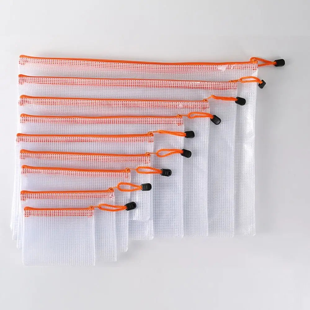 Mesh Zipper Pouch Waterproof Plastic Document Pouch Multipurpose for Travel Storage Office Appliances Home Organize Bags Oasis Select 15-A5-24X18CM--1pc