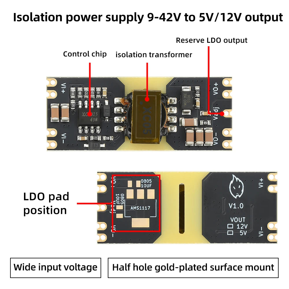 XC5015 DC-DC 9-42V to ±5V/±12V Positive and Negative Dual-Power Step-Down Module Isolated Wide-Voltage Power Supply Module Oasis Select