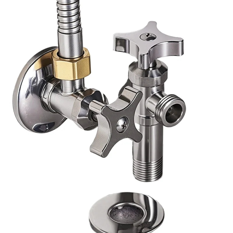 Thickened Triangle Valve 304 Stainless Steel 1/2 "bathroom Quick Opening Triangle Valve Faucet Large Flow Cold and Hot Water Oasis Select