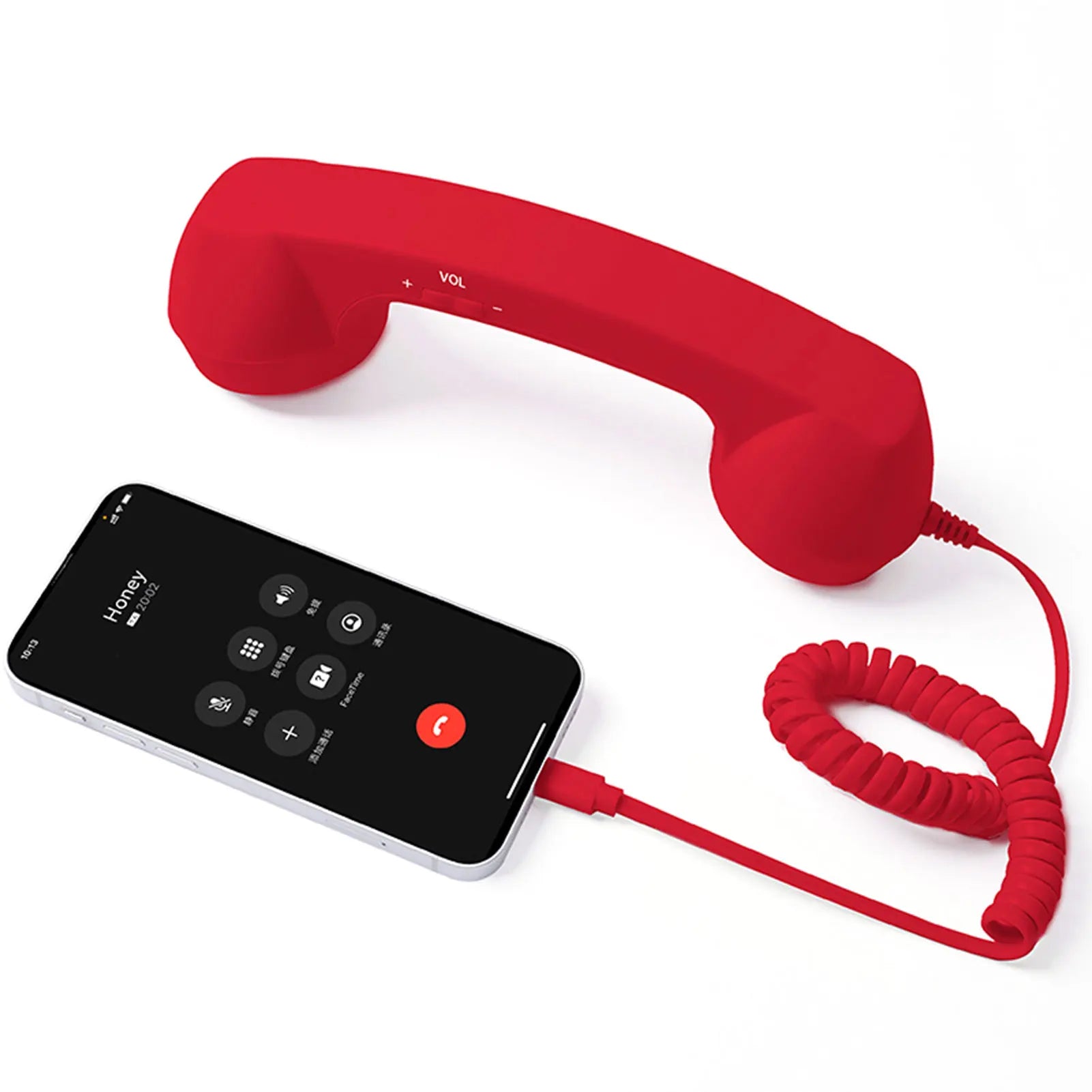 Retro Type-C Phone Handset | Vintage Wired Receiver for Smartphones Retro Phone Handset Oasis Select Red