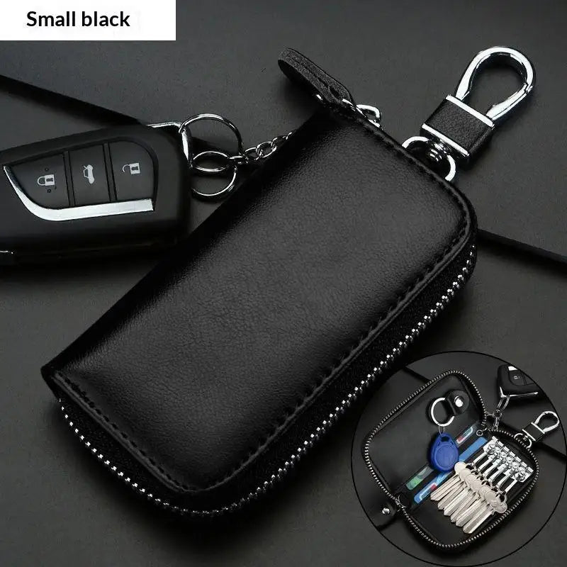 Car Key Bag Large Capacity Zipper Men's And Women's Waist Hanging Household Key Bag Buckle Universal Multi-function Key Bag For Oasis Select Black